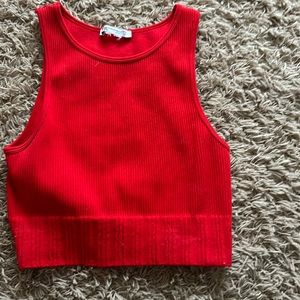 NWOT-Zara women’s red halter ribbed knit cropped tank